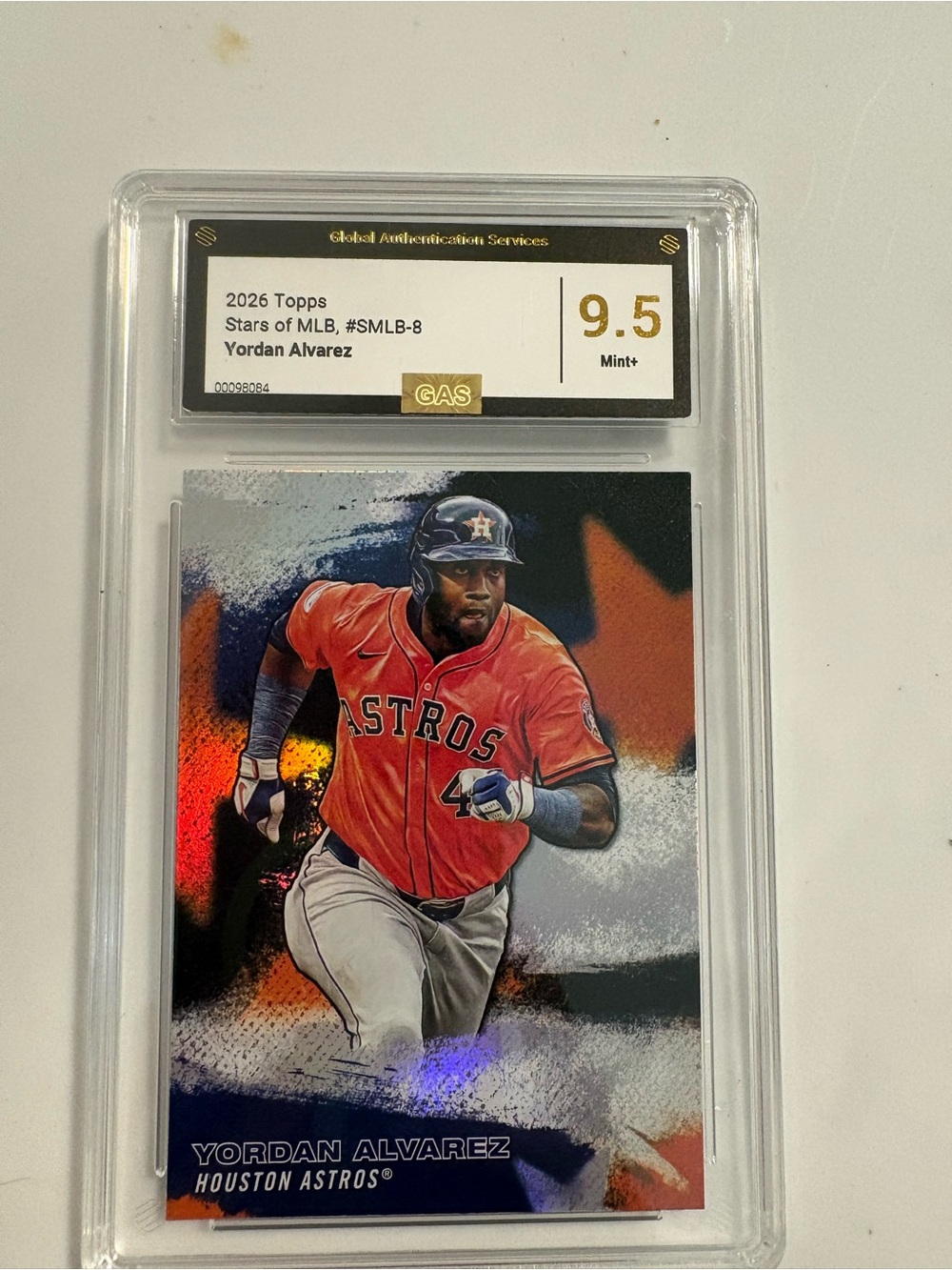Topps Yordan Alvarez Astros Orange Blue Holographic Trading Card
